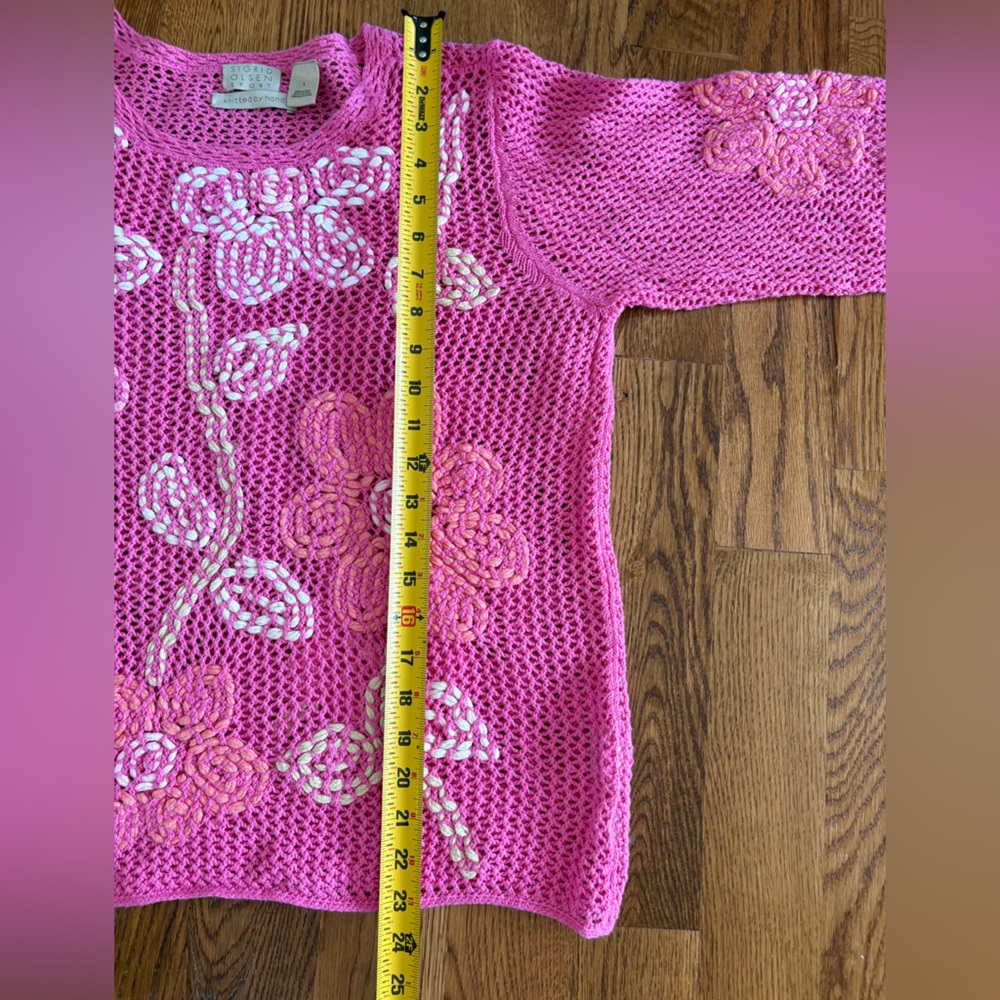 Sigrid Olsen Pink Floral Knit Sweater - Picture 8 of 14